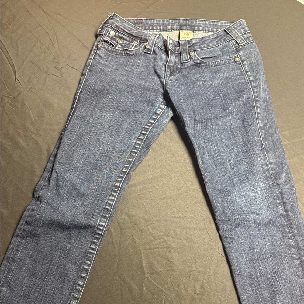 True Religion Women's Straight Leg Blue Denim Jeans